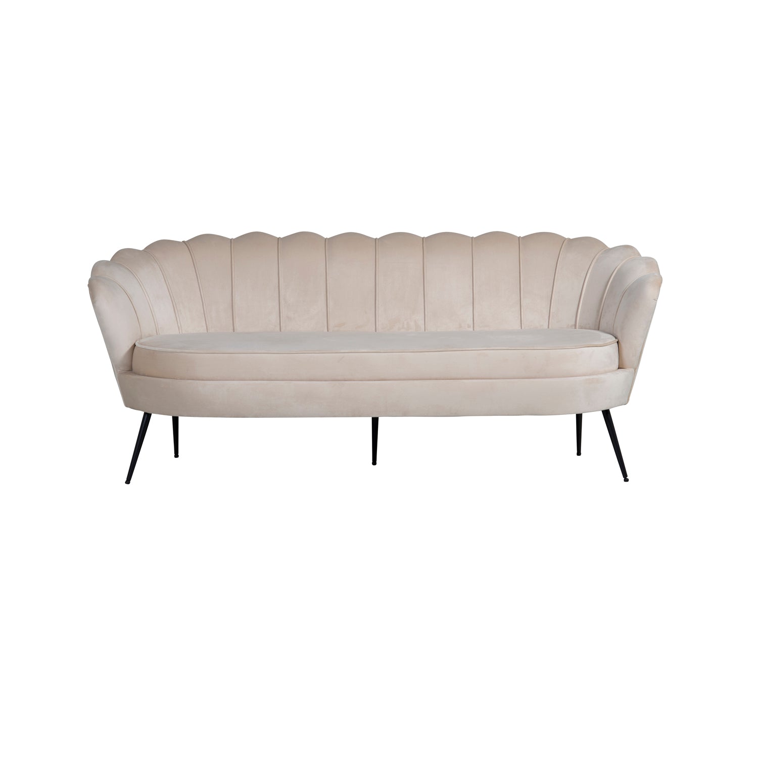 Produktbillede af VENTURE DESIGN Calais 3 personers sofa beige velour og sort metal i premium kvalitet