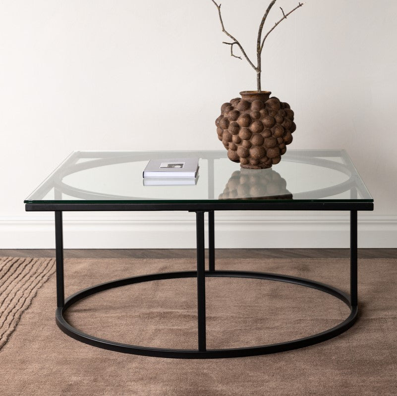Produktbillede af Plexus Sofabord i glas og metal 90 x 90 cm på tilbud i høj kvalitet