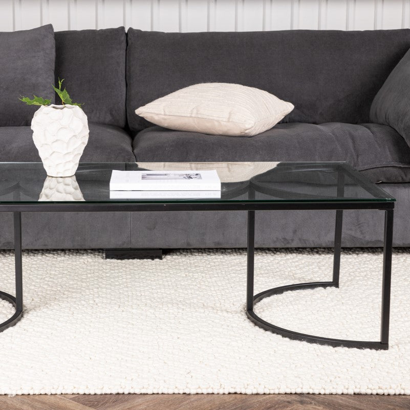 Produktbillede af Plexus Sofabord i glas og metal 70 x 140 cm på tilbud i høj kvalitet