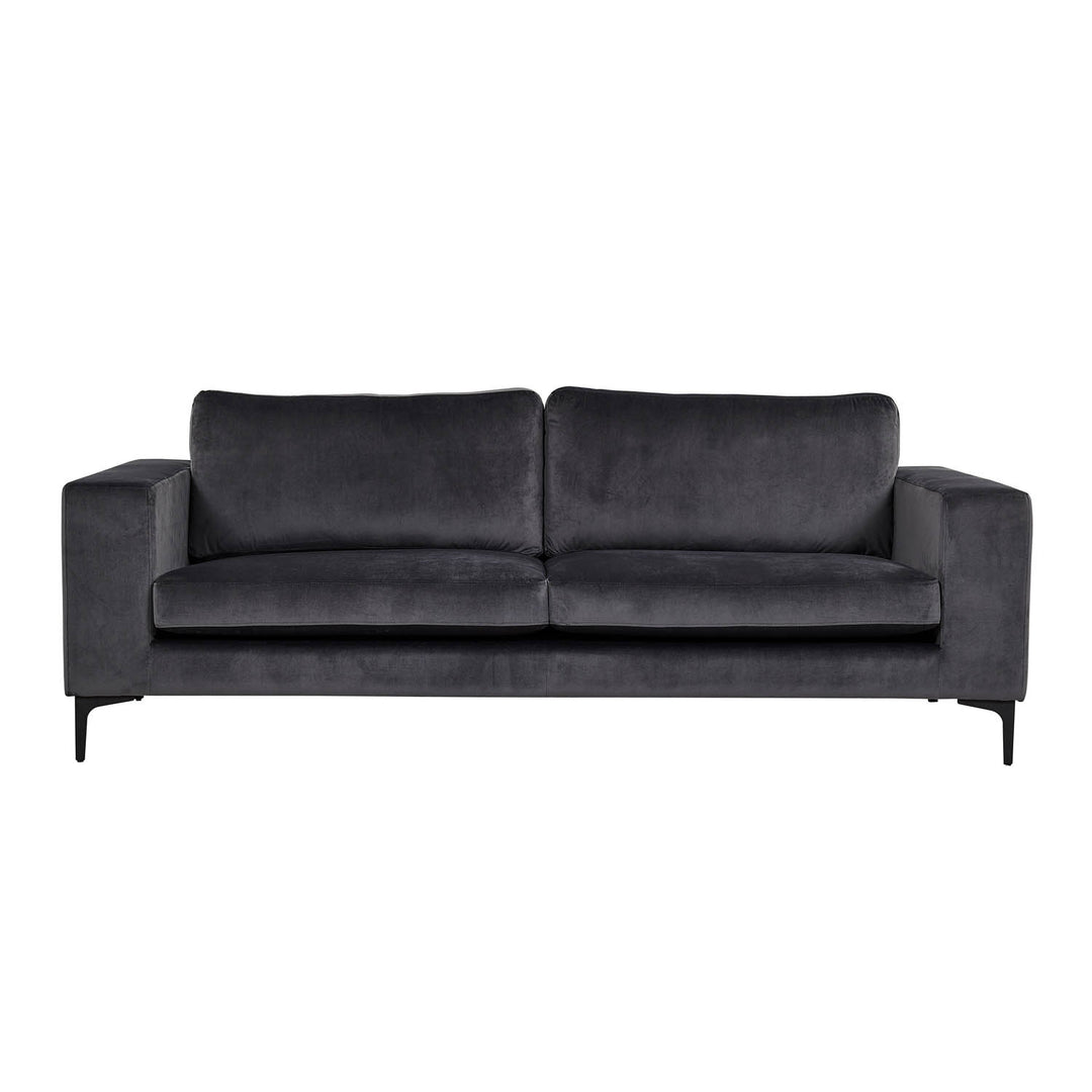 VENTURE DESIGN Bolero 3 pers. sofa mørkegrå velour og sort metal