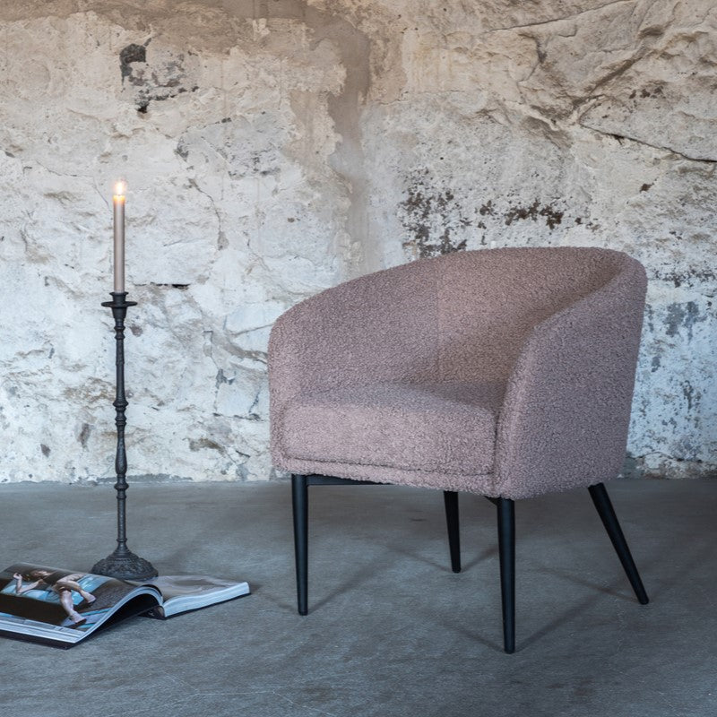 Produktbillede af Panda Lænestol i brun boucle stof på tilbud i høj kvalitet