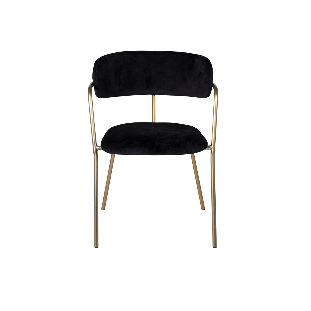 VENTURE DESIGN Arrow spisebordsstol m. armlæn sort velour og messing metal