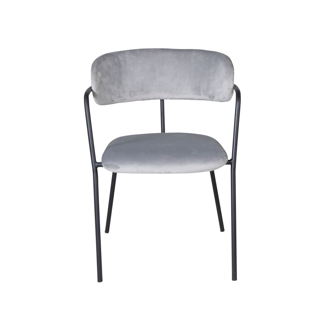 Produktbillede af VENTURE DESIGN Arrow spisebordsstol m. armlæn grå velour og sort metal i premium kvalitet