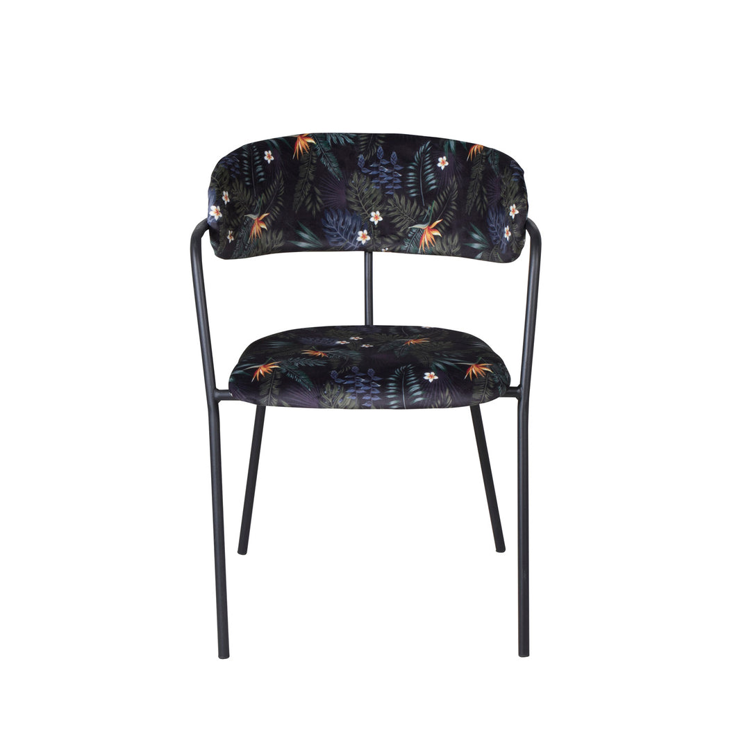 Produktbillede af VENTURE DESIGN Arrow spisebordsstol m. armlæn multifarvet blomster polyester og sort metal i premium kvalitet