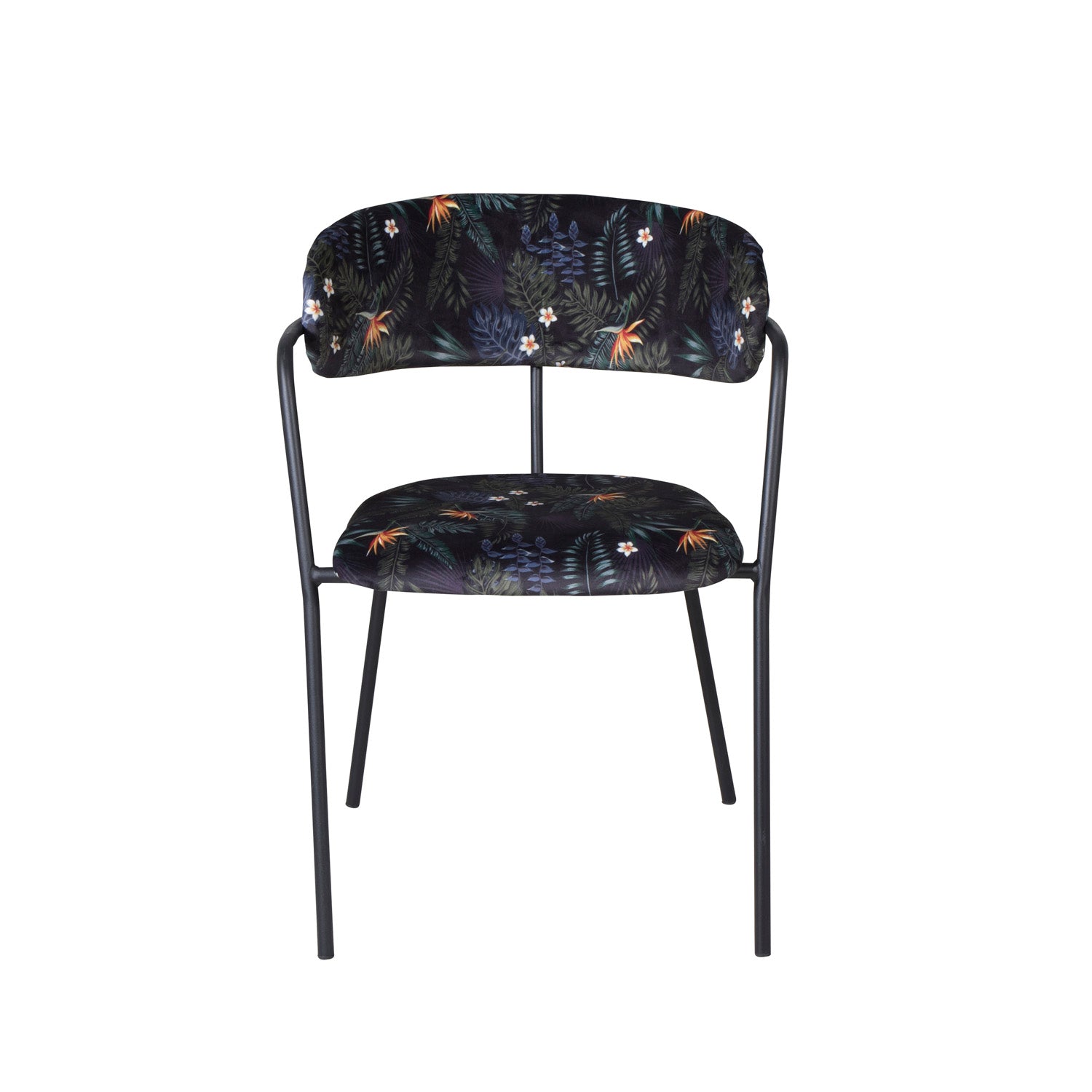Produktbillede af VENTURE DESIGN Arrow spisebordsstol m. armlæn multifarvet blomster polyester og sort metal i premium kvalitet