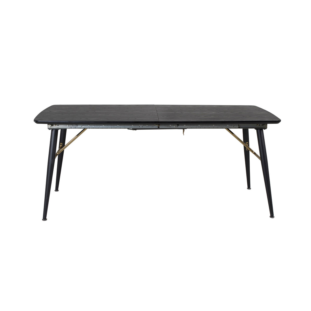 VENTURE DESIGN Gold spisebord m. udtræk messing sort MDF og sort metal 180x85