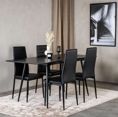 tilbud på Laredo spisebord i sort MDF med tillægsplade, 90 x 120 (160) cm. Billigt udsalg! Hurtig levering: 1-2 hverdage. Varenummer: 3NDC-5457. På lager.