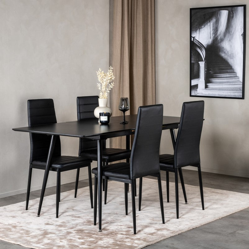 Produktbillede af Laredo Spisebord i sort MDF med 1 tillægsplade 90 x 120 (160) cm. på tilbud i høj kvalitet