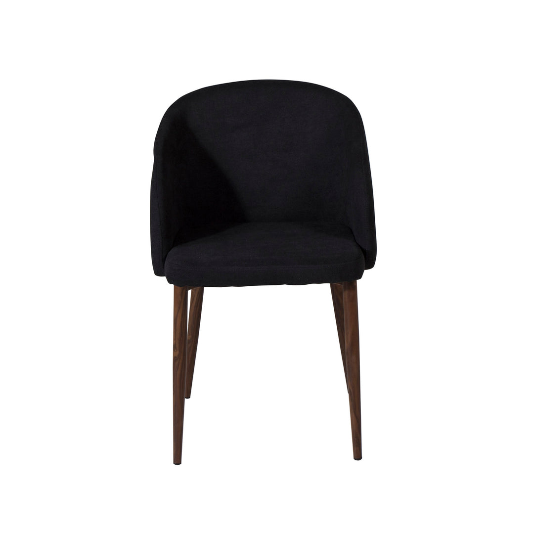 VENTURE DESIGN Arch spisebordsstol m. armlæn sort polyester og valnødfolie metal