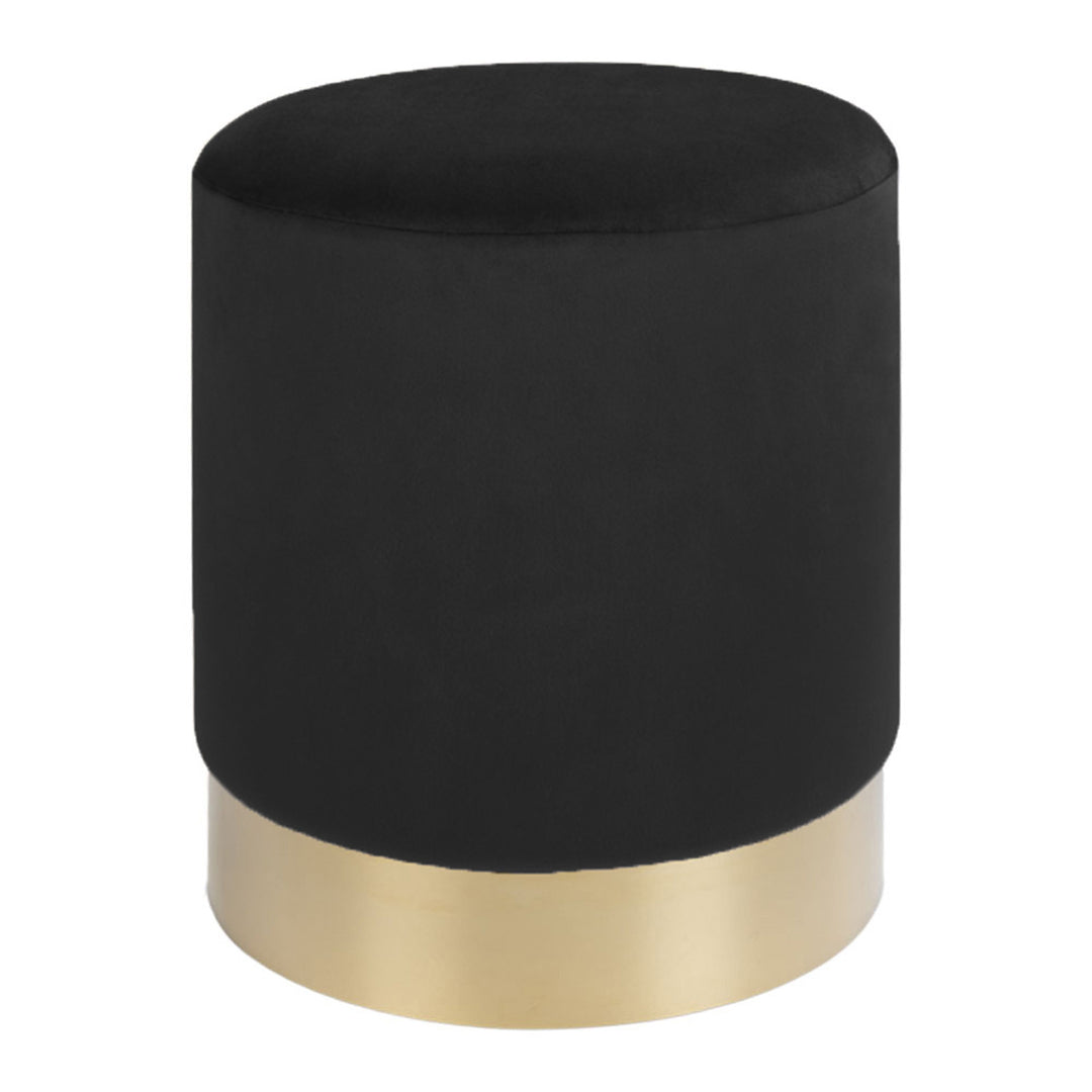 HOUSE NORDIC rund Gamby puf sort velour og metal Ø34