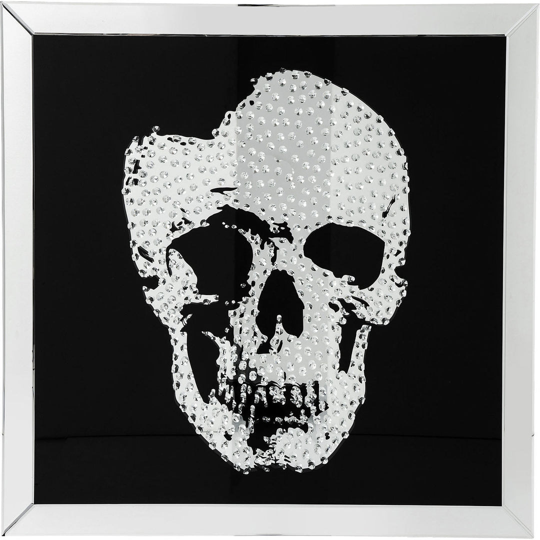 KARE DESIGN Plakat Mirror Skull Sort sølv m. ramme 100x100cm