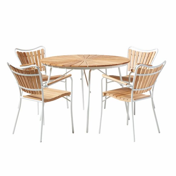 Produktbillede af CINAS ORIGINAL ELLEN HVID ALUMINIUM/STOLE/BORD TEAK 110 i premium kvalitet