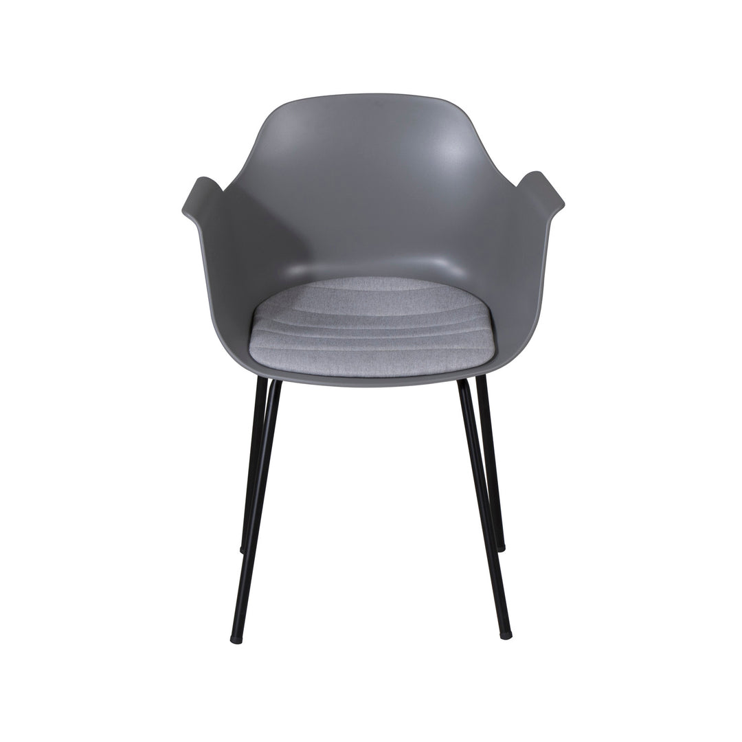 VENTURE DESIGN Comfort spisebordsstol m. armlæn og hynde grå plastik og sort metal