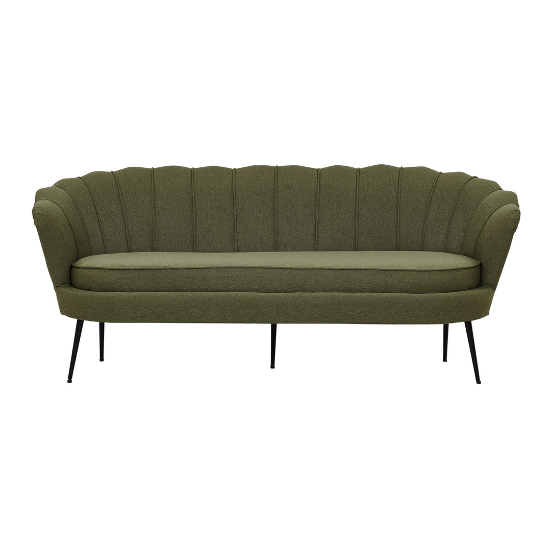 VENTURE DESIGN Calais 3 personers sofa grøn polyester og sort metal