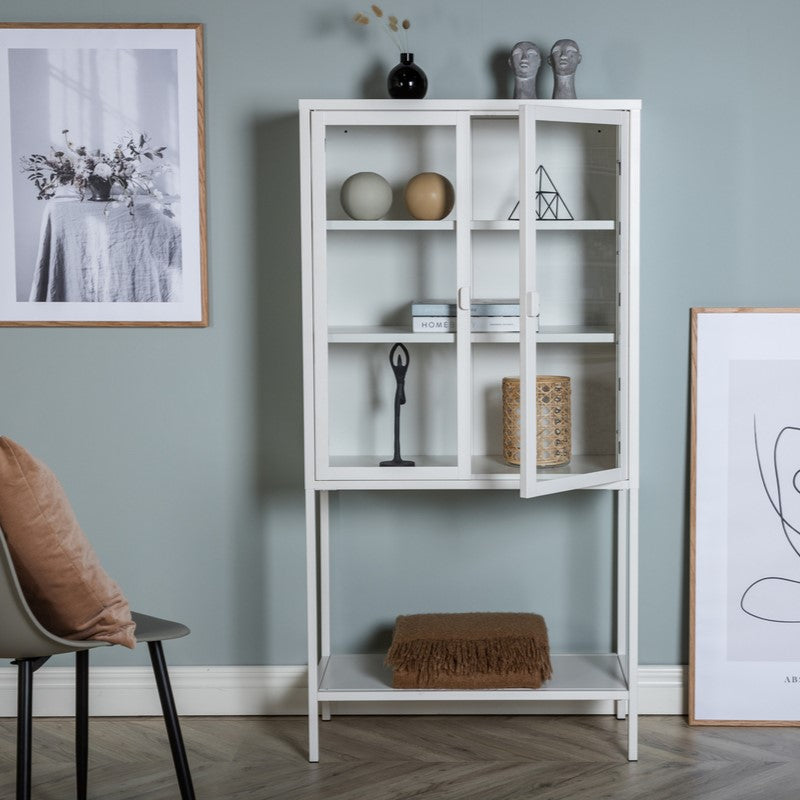 Produktbillede af Zentra Vitrineskab i hvidt metal 75 x 150 cm. på tilbud i høj kvalitet