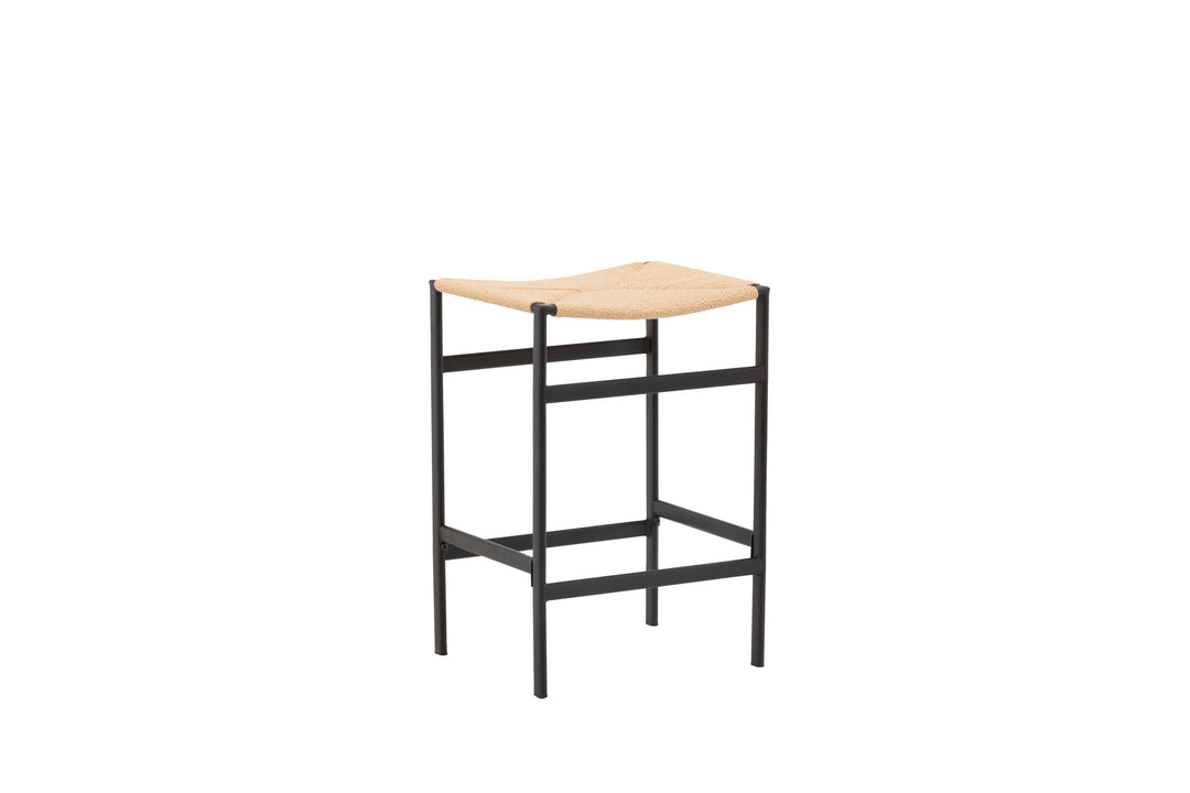 VENTURE DESIGN Polly barstol m. fodstøtte natur rattan/gummitræ og sort stål