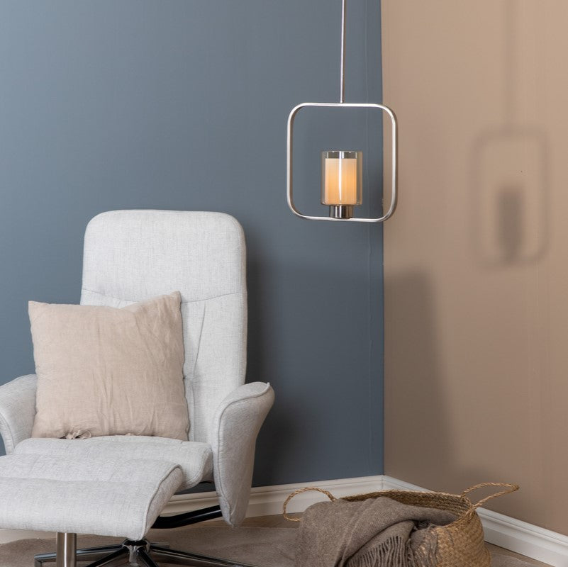 Produktbillede af Laurie Loftlampe i stål med glaskuppel og kvadratisk design på tilbud i høj kvalitet