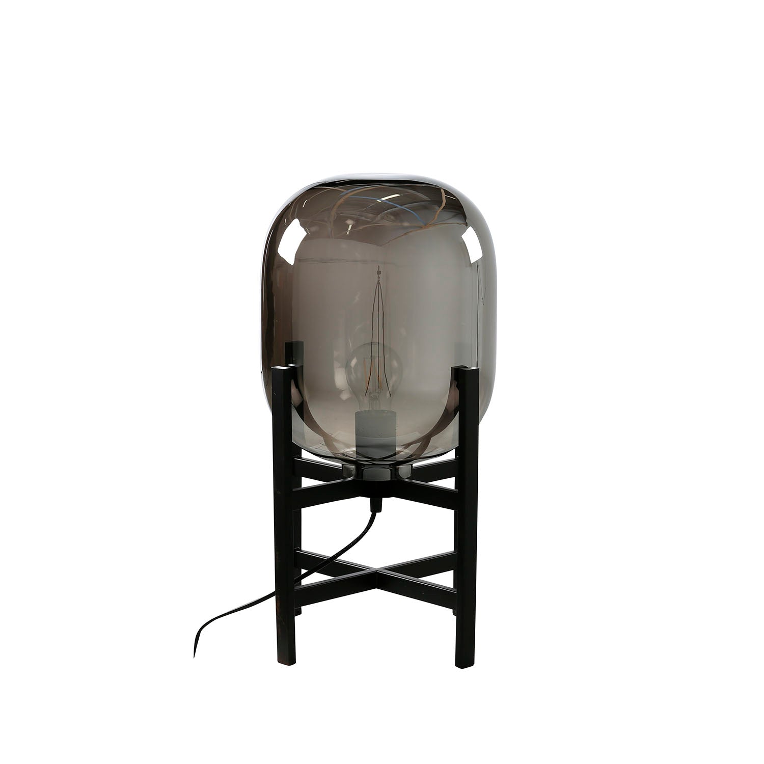 Produktbillede af VENTURE DESIGN Altair bordlampe sort metal og mørkt rav glas Ø 26 i premium kvalitet