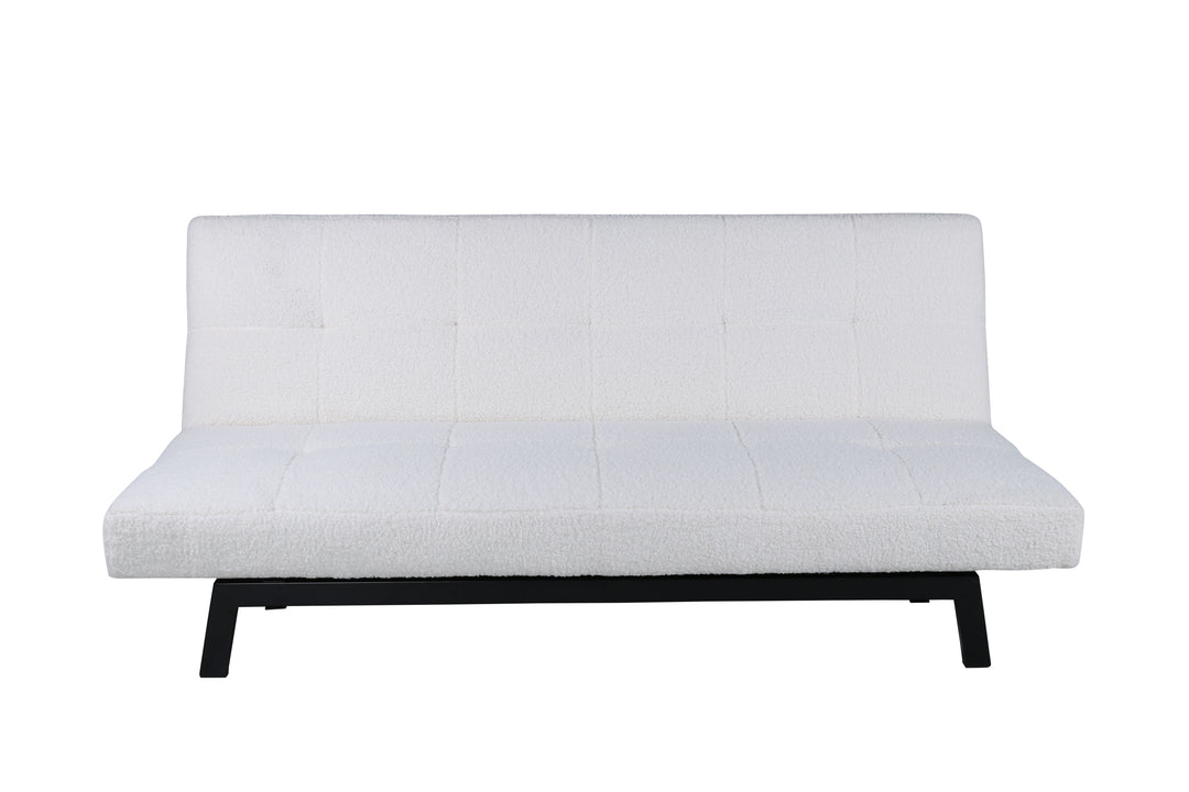 Produktbillede af VENTURE DESIGN Bodil sovesofa hvid bamsestof og sort stål 180x106 i premium kvalitet