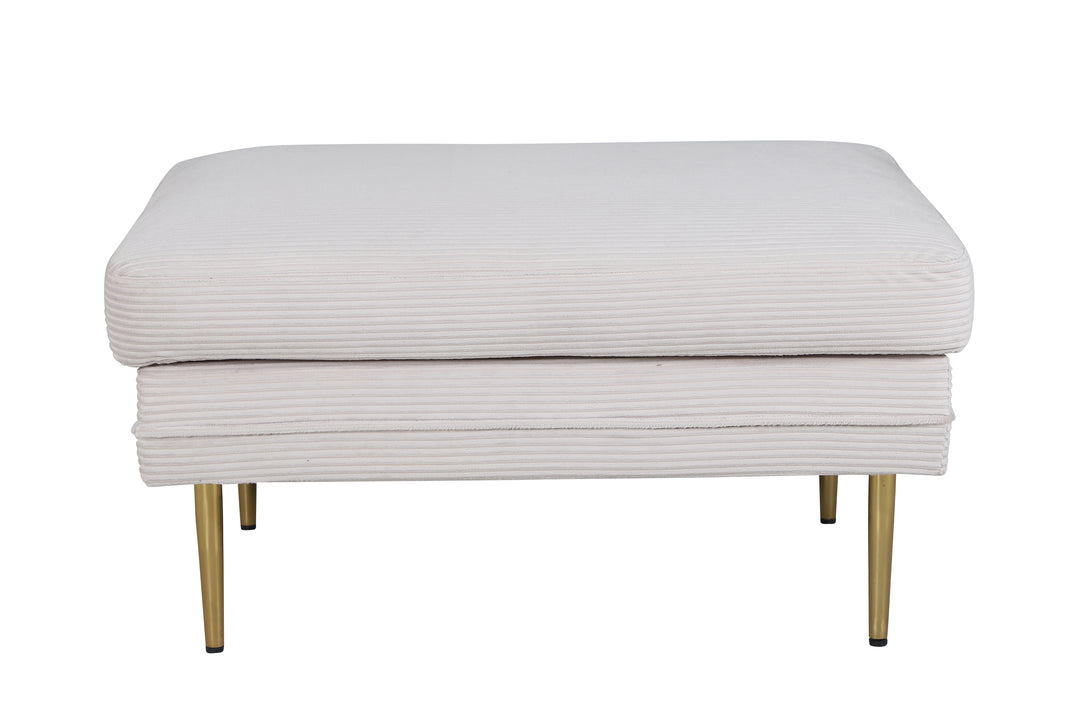 VENTURE DESIGN Boom puf rektangulær lys beige fløjl og messing stål 90x70