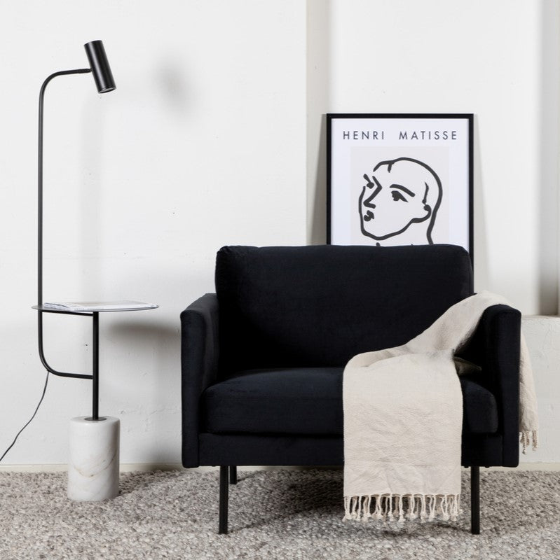 Produktbillede af Polar Lænestol i sort fløjl på tilbud i høj kvalitet