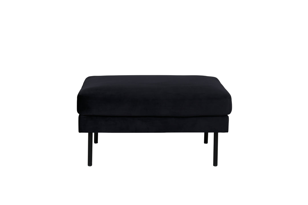 VENTURE DESIGN Zoom puf rektangulær sort fløjl og sort stål 85x64