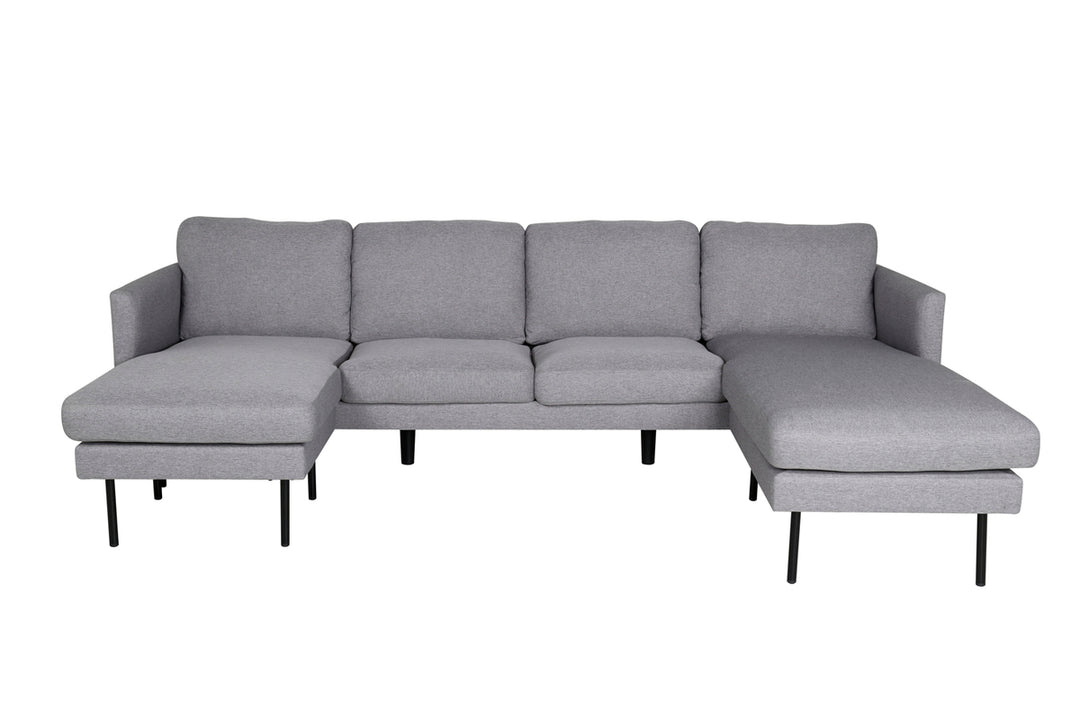 VENTURE DESIGN Zoom U-sofa grå polyester og og sort stål