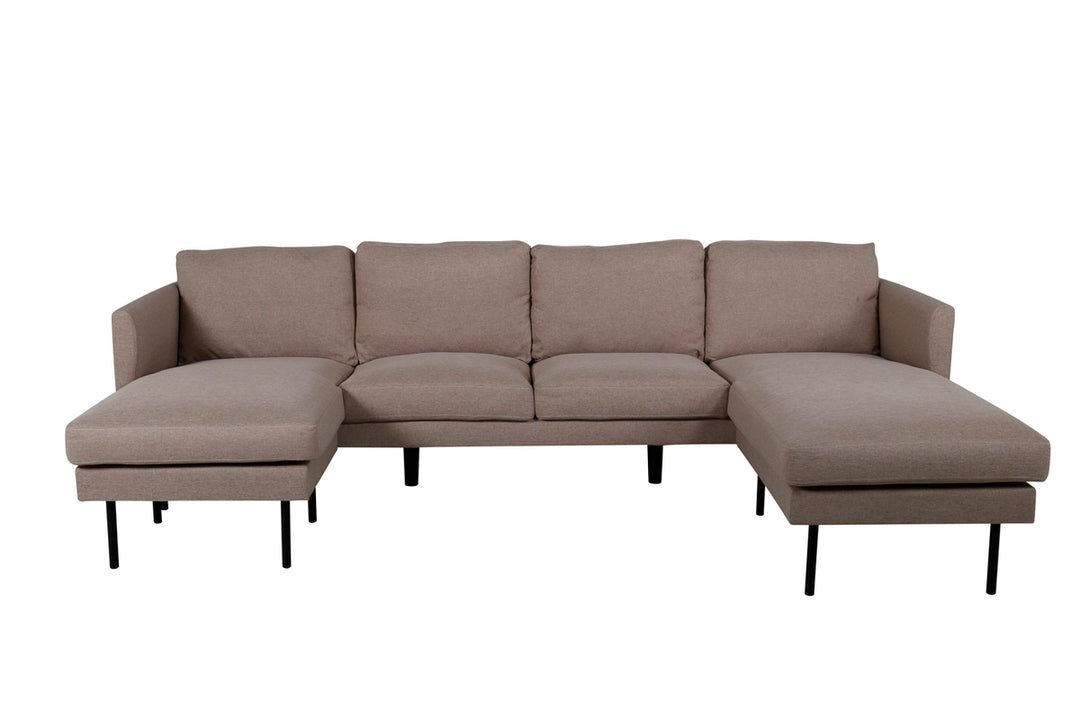 VENTURE DESIGN Zoom U-sofa brun polyester og sort stål
