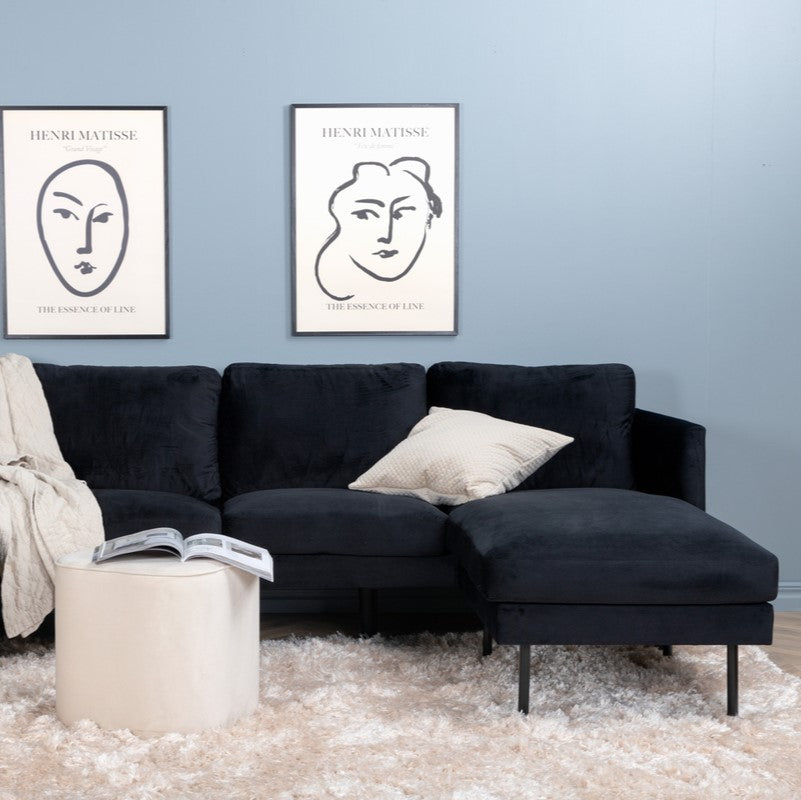 Produktbillede af Polar Sofa i U-form med sort fløjl på tilbud i høj kvalitet