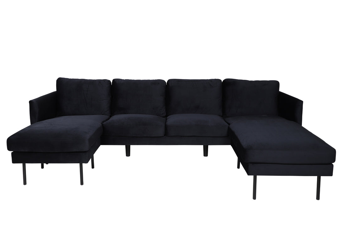 VENTURE DESIGN Zoom U-sofa sort fløjl og sort stål