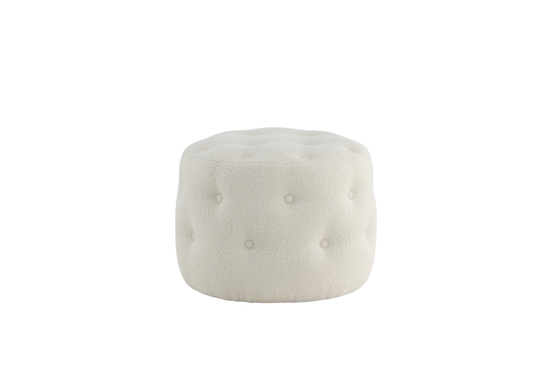 VENTURE DESIGN Benjamin puf rund hvid bamsestof Ø55