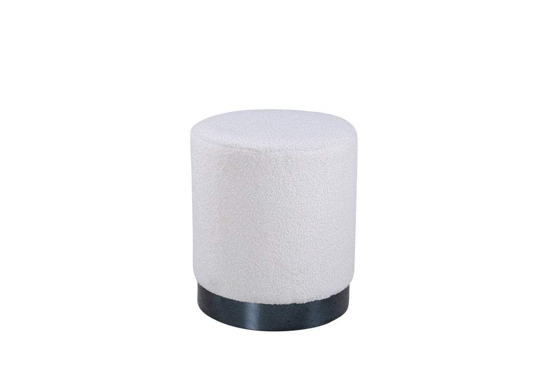 VENTURE DESIGN Benji puf cylinder hvid bamsestof polyester og sort stål Ø35