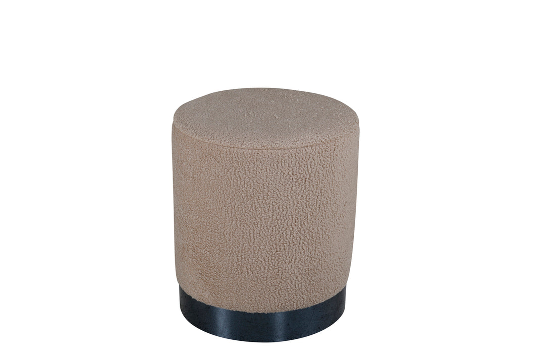 VENTURE DESIGN Benji puf cylinder beige bamsestof polyester og sort stål Ø35