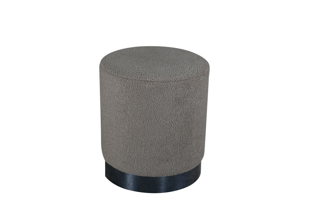 VENTURE DESIGN Benji puf cylinder grå bamsestof polyester og sort stål Ø35