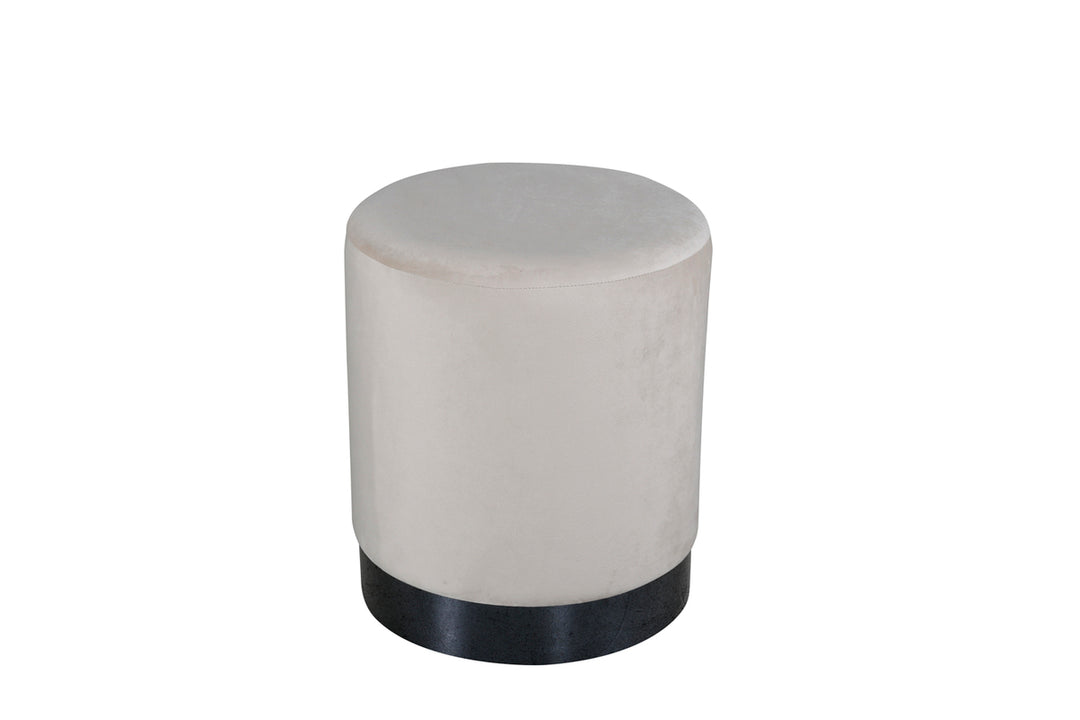 VENTURE DESIGN Benji puf cylinder beige fløjl og sort stål Ø35