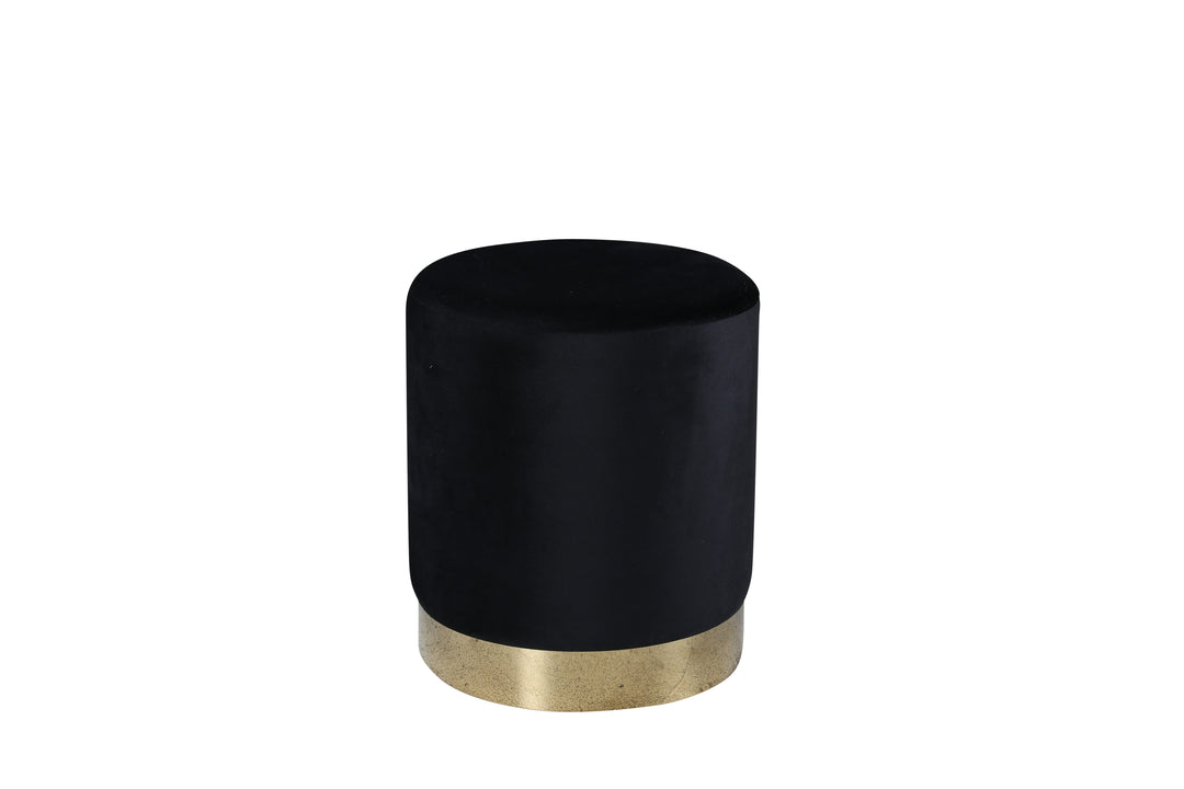 VENTURE DESIGN Benji puf cylinder sort fløjl og messing stål Ø35