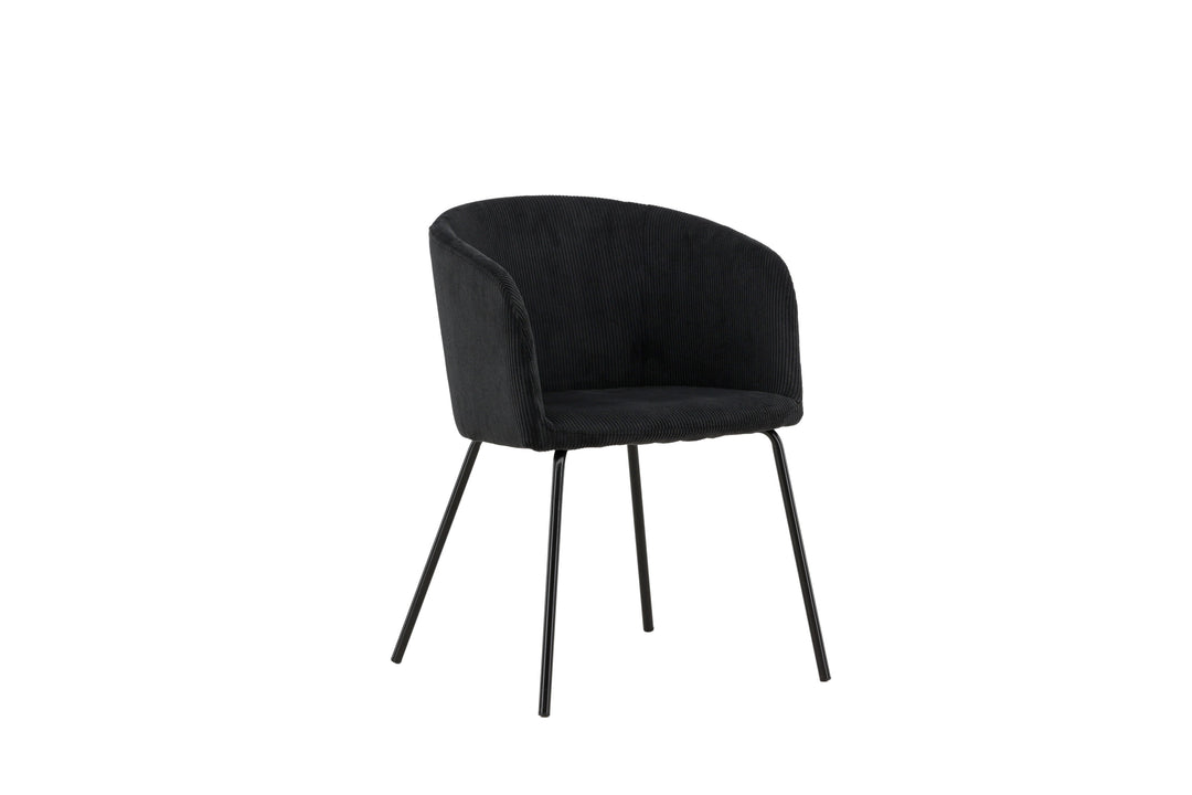 VENTURE DESIGN Berit spisebordsstol m. armlæn sort polyester fløjl og sort stål
