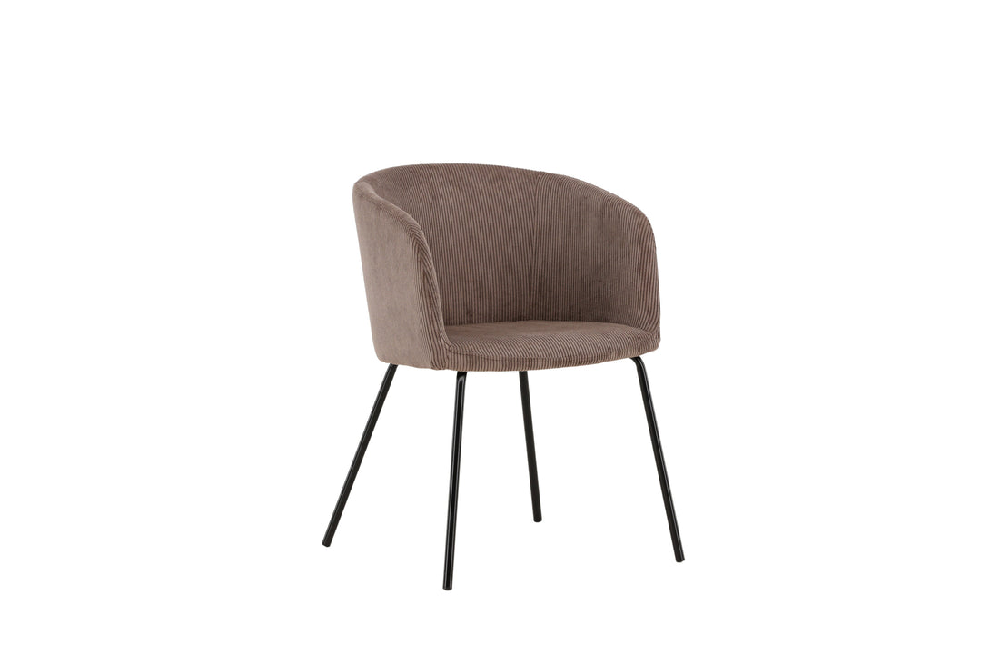 VENTURE DESIGN Berit spisebordsstol m. armlæn brun polyester fløjl og sort stål