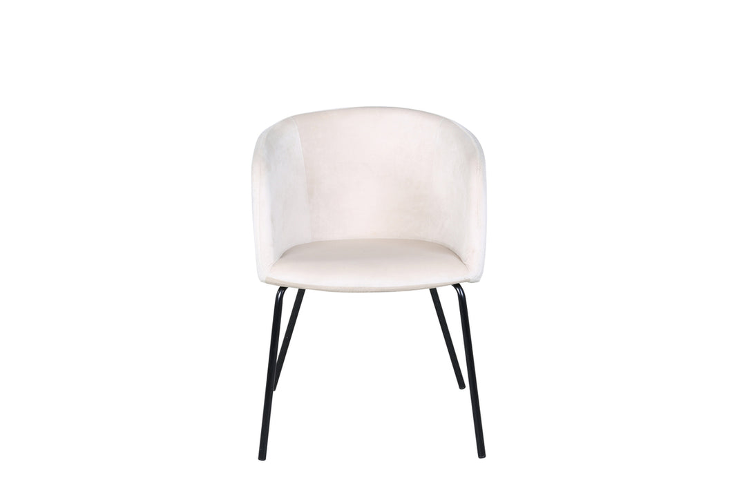 VENTURE DESIGN Berit spisebordsstol m. armlæn beige fløjl og sort stål