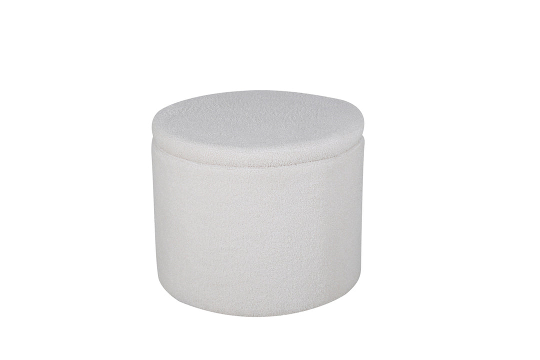 VENTURE DESIGN Dunken puf m. opbevaring cylinder hvid bamsestof polyester Ø51