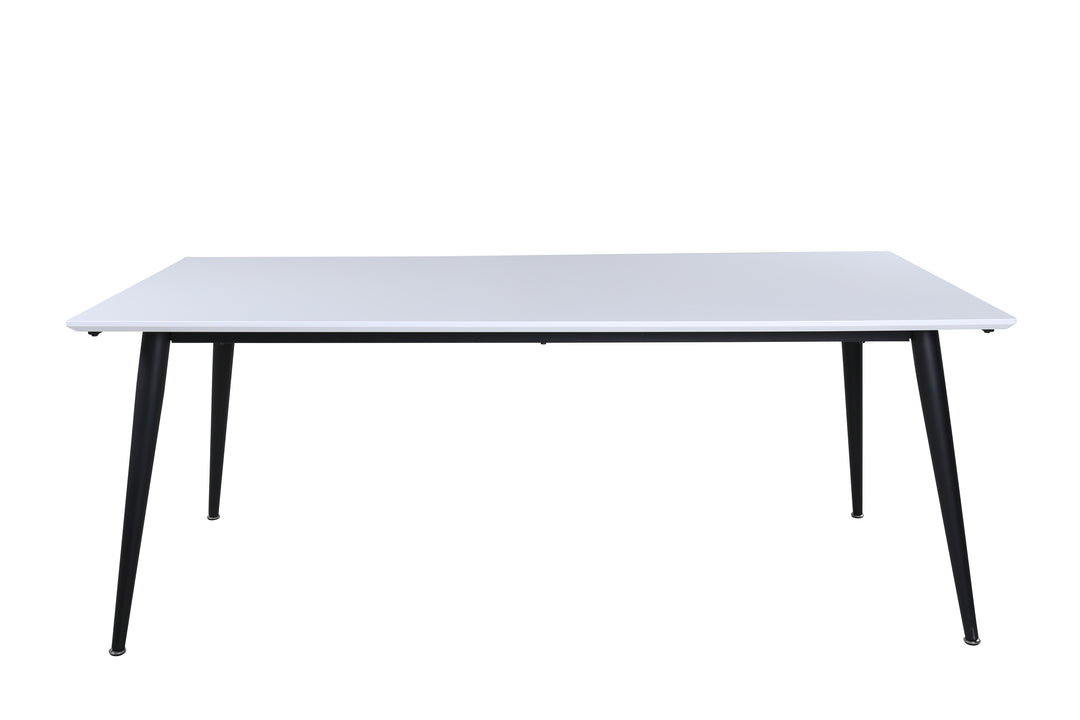 VENTURE DESIGN Jimmy spisebord m. udtræk hvid HPL og sort stål 195x90