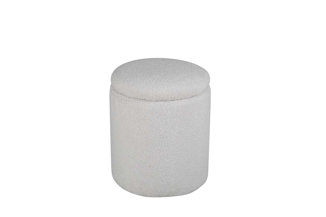 VENTURE DESIGN Limpen puf m. opbevaring cylinder hvid bamsestof polyester Ø32