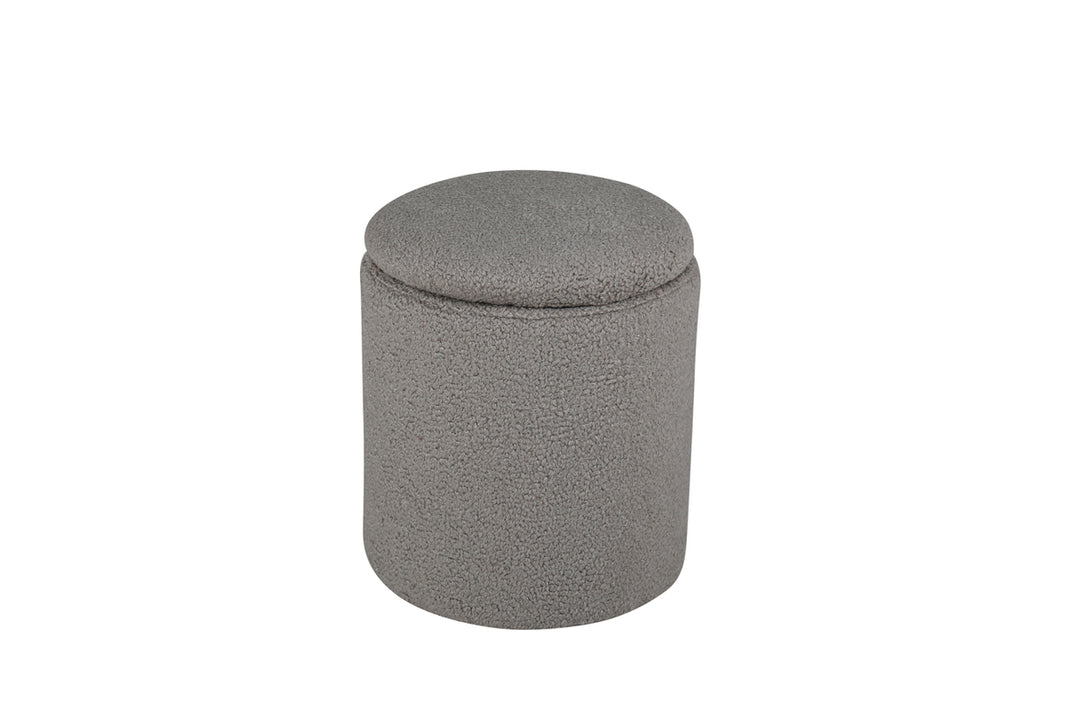 VENTURE DESIGN Limpen puf m. opbevaring cylinder grå bamsestof polyester Ø32