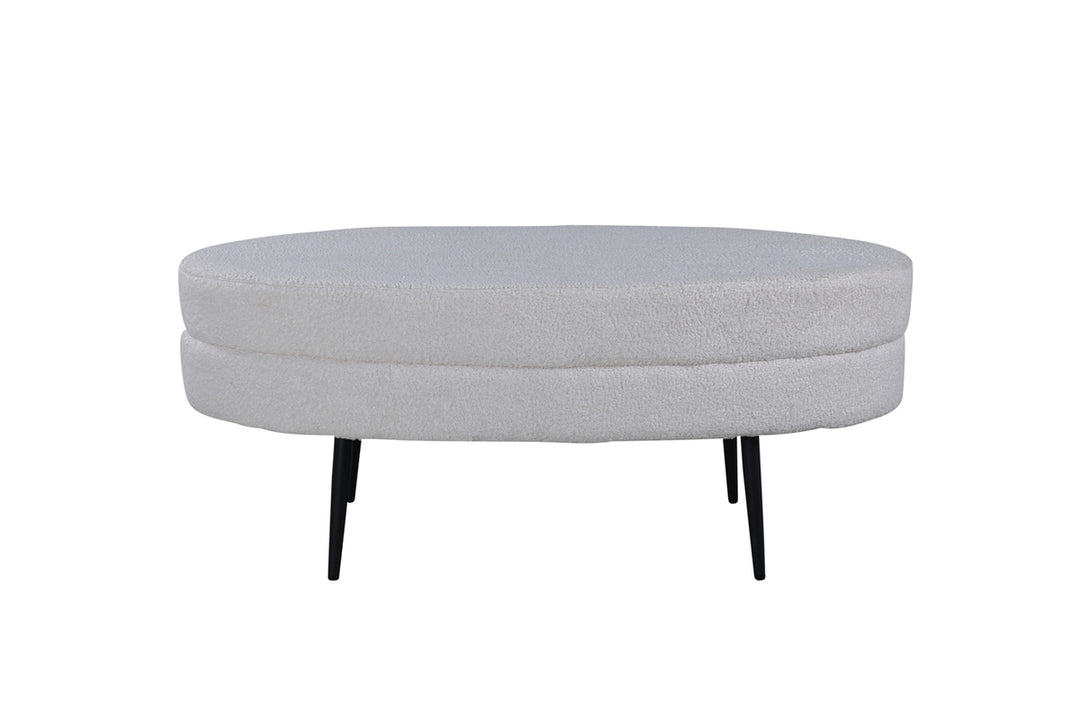 VENTURE DESIGN Otto puf oval hvid bamsestof polyester og sort stål 100x40