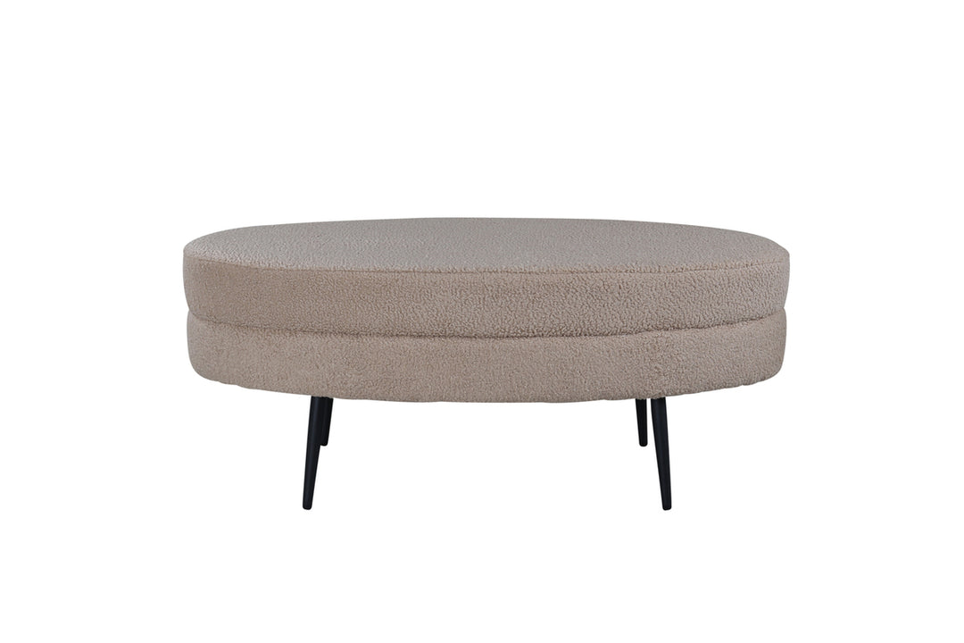 VENTURE DESIGN Otto puf oval beige bamsestof polyester og sort stål 100x40