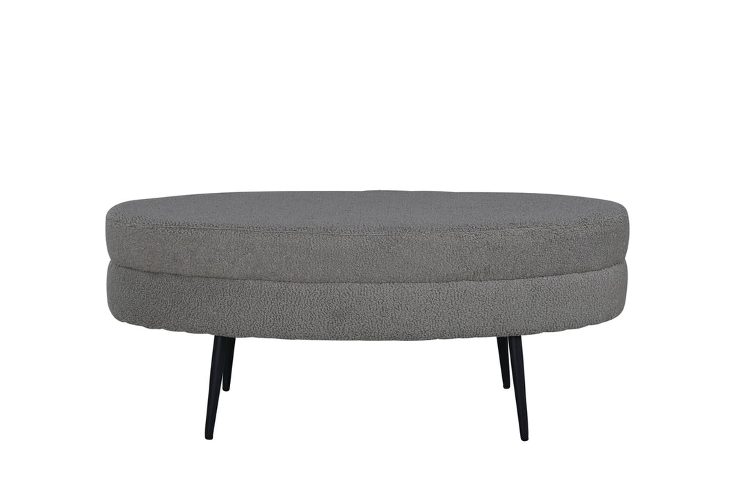 VENTURE DESIGN Otto puf oval grå bamsestof polyester og sort stål 100x40