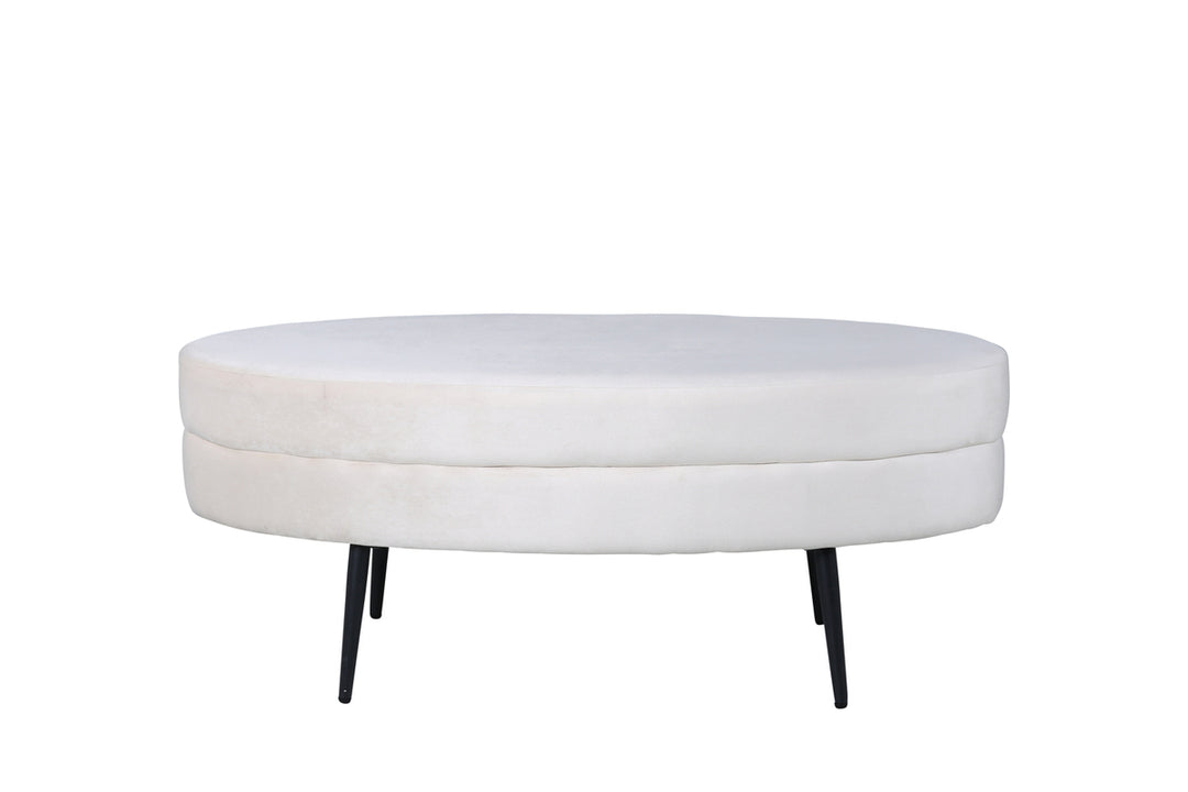 VENTURE DESIGN Otto puf oval beige fløjl og sort stål 100x40