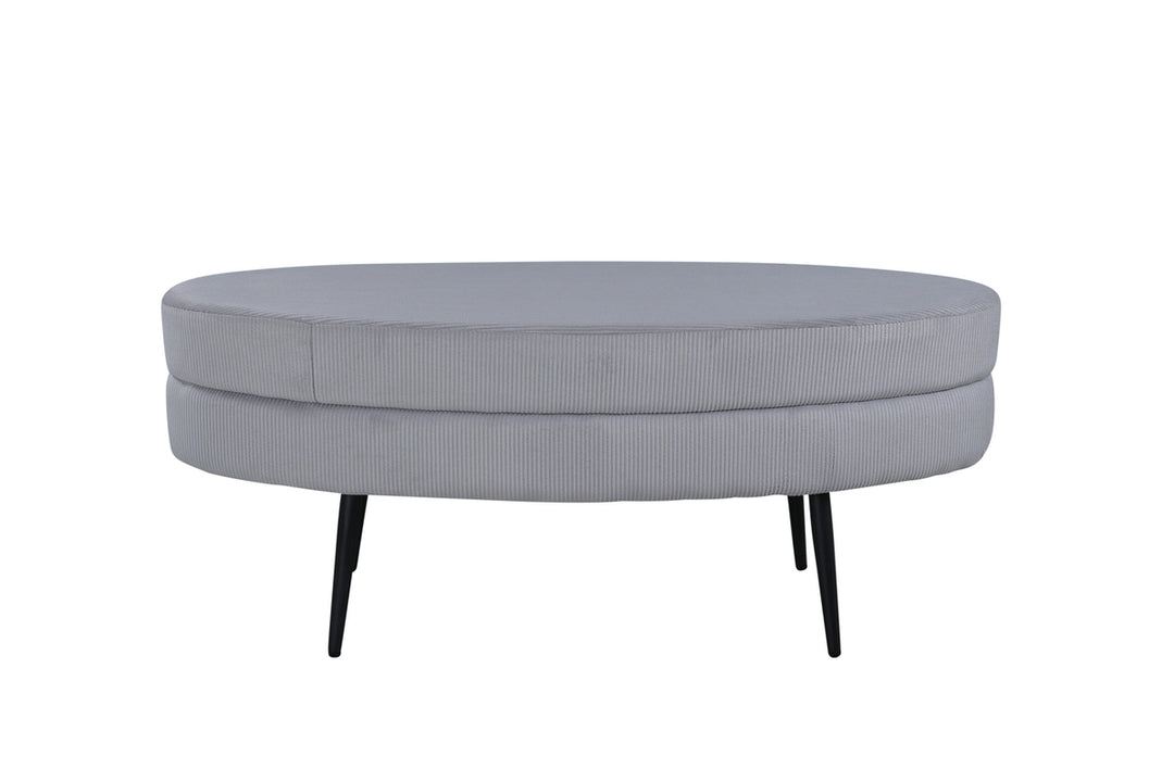 VENTURE DESIGN Otto puf oval grå fløjl og sort stål 100x40