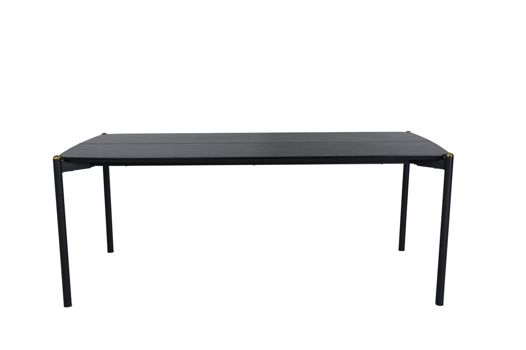 Produktbillede af VENTURE DESIGN Pelle spisebord rektangulær sort finér og sort stål 190x90 i premium kvalitet