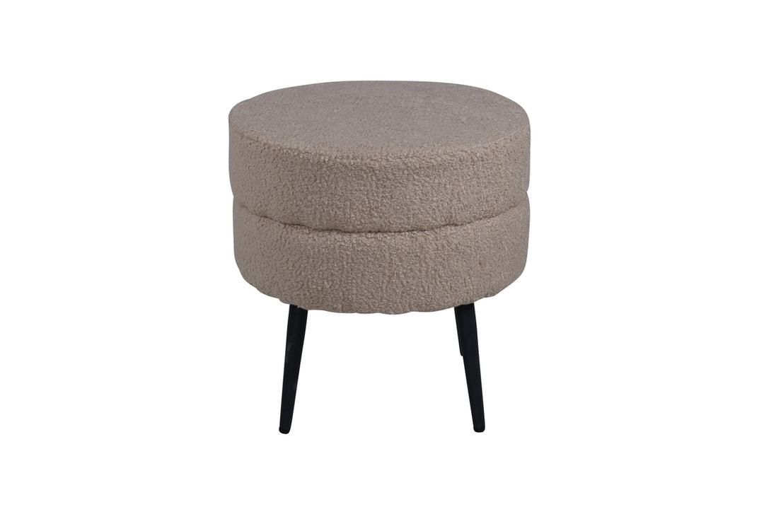 VENTURE DESIGN Pot puf rund beige bamsestof polyester og sort stål Ø40